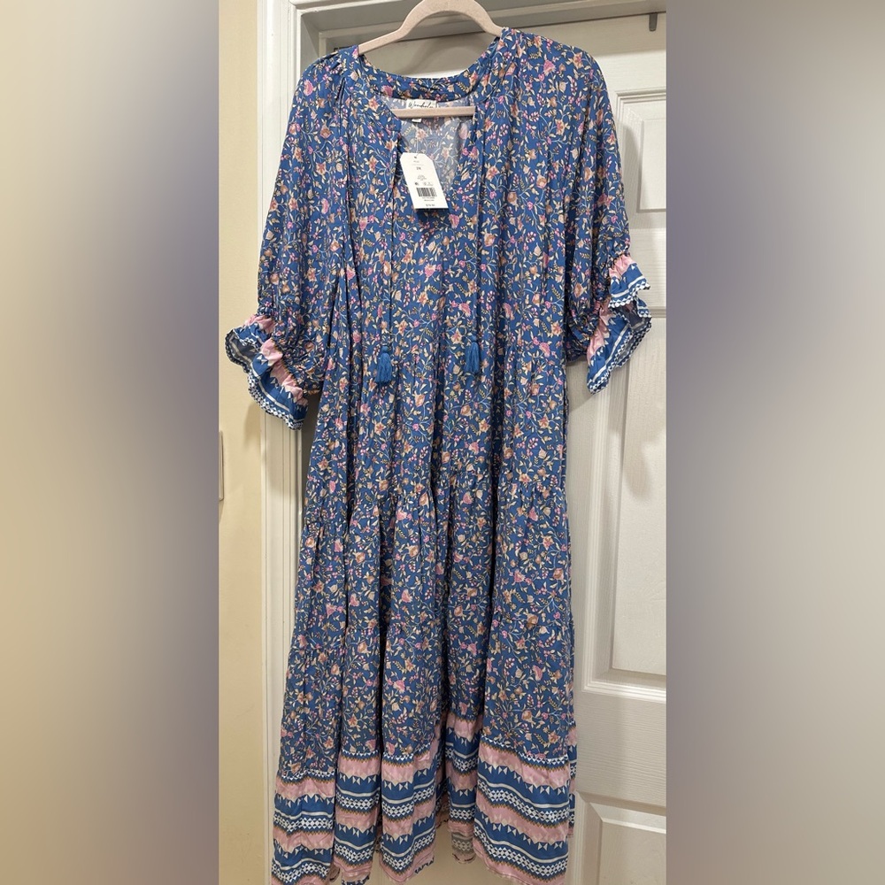 Wonderly Blue and Pink Floral Dress